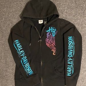 Harley-Davidson Embellished Black Hoodie Zip Up